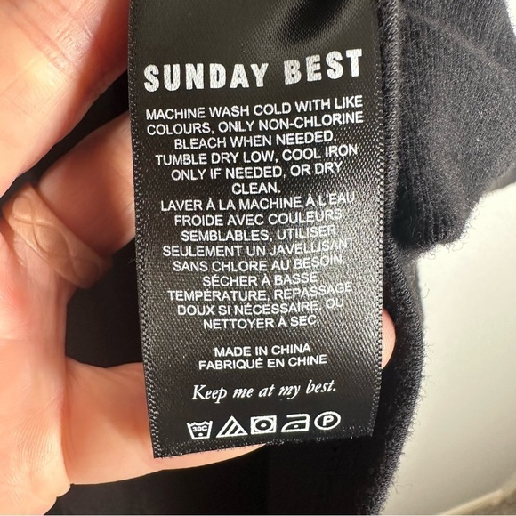 Aritzia‎ Sunday Best Mini Dress Women's Large L Black Jersey Knit Long Sleeve - Picture 5 of 7